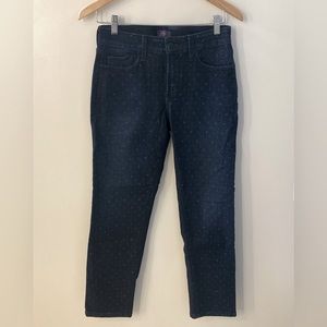 NYDJ Polka Dot Dark Denim Jeans Ankle Stretch SZ 4P
